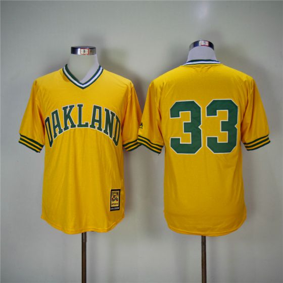 Men Oakland Athletics #33 Jose Canseco Yellow Throwback MLB Jerseys